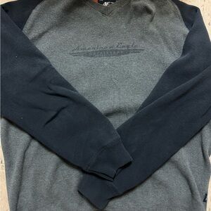 American Eagle Outfitters Men's Charcoal and Navy Crewneck Sweater